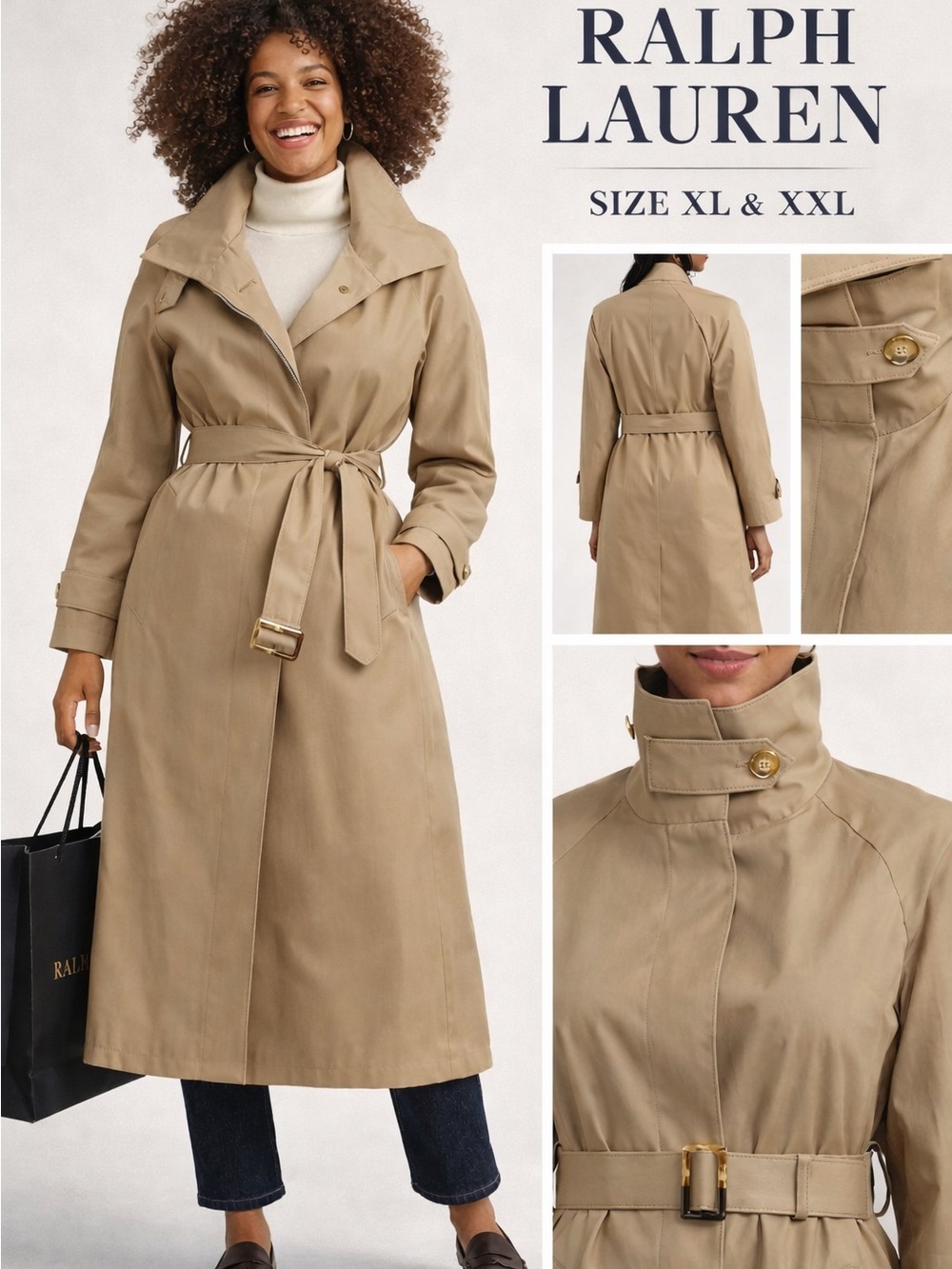 Ralph Lauren Khaki Belted Trench Coat